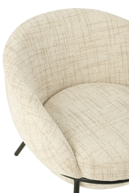J-Line loungestoel + poef - ijzer - beige/zwart