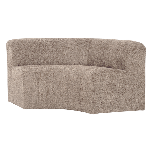 WOOOD eetbank halfronde hoek rug Mojo Base - Wollig - Donkerzand - 83x152x76