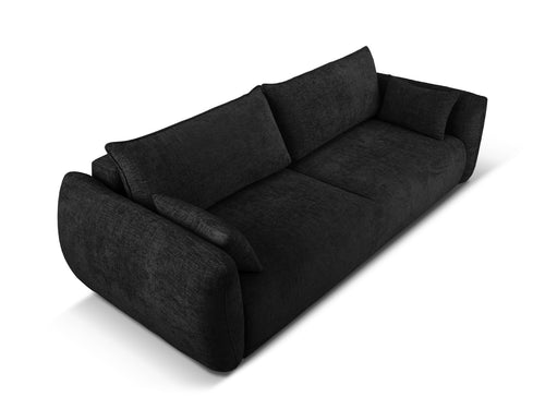 Cosmopolitan Design Slaapbank met opbergdoos Matera 3-zits, chenille, zwart - 108x240x86cm