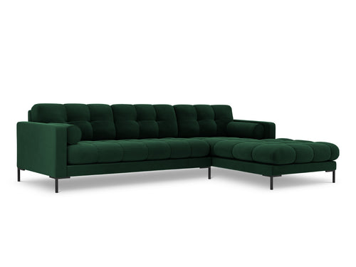 Cosmopolitan Design rechter hoekbank Bali 5-zits, flueel, flessengroen - 185x293x75cm