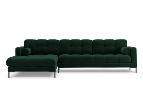 Cosmopolitan Design linker hoekbank Bali 5-zits, flueel, flessengroen - 185x293x75cm