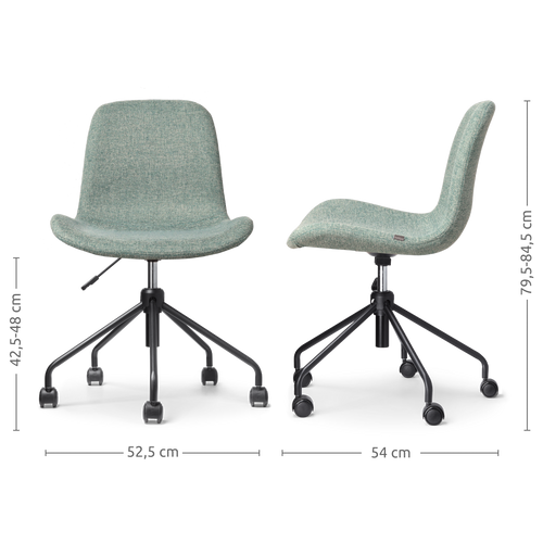 Nolon Nout-Fé Bureaustoelen Set van 2 - Zacht groen - Zwart Onderstel