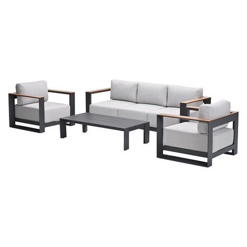 Levanto 5-persoons loungeset - aluminium -teaklook- Garden Impressions - vtwonen shop