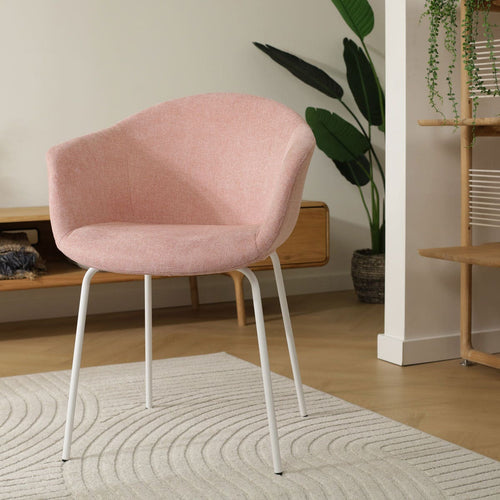 Nolon Nora-Otis Eetkamerstoel Zacht Roze - met Armleuning - Wit - vtwonen shop