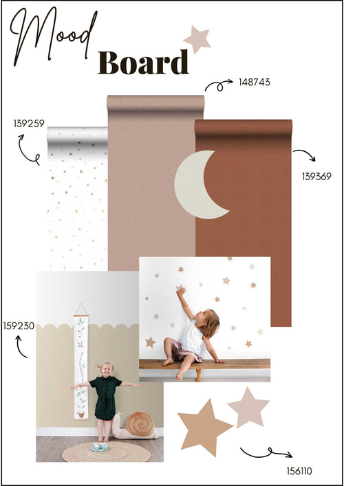 ESTAhome muursticker sterrenhemel zandkleurig en terracotta - 33 x 47.5 cm - 156121
