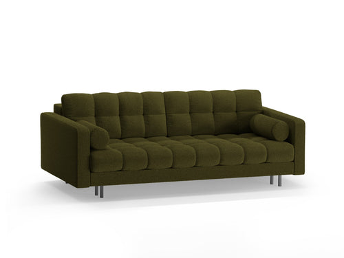 Cosmopolitan Design Slaapbank met opbergdoos Bali 3-zits, boucle donker olijfgroen - 84x222x105cm