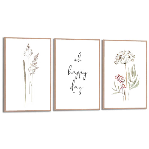 Reinders Dried Flowers schilderijen set -  beige - woonkamer - 30x20cm
