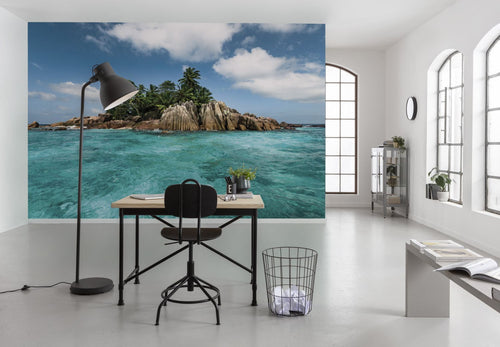 Sanders & Sanders fotobehang landschap turquoise en blauw - 450 x 280 cm - 612663 - vtwonen shop