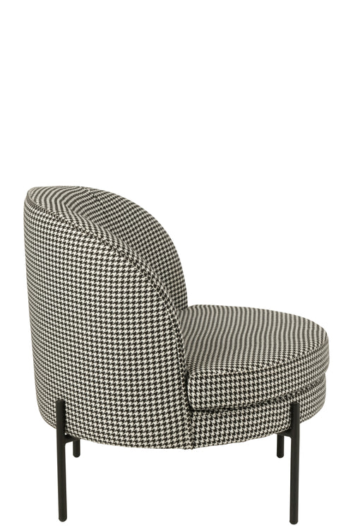 J-Line zetel Pied-De-Poule - ijzer - zwart/wit