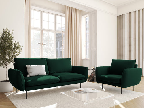 Cosmopolitan Design Bank Vienna 2-zits, flueel, flessengroen - 92x160x95cm