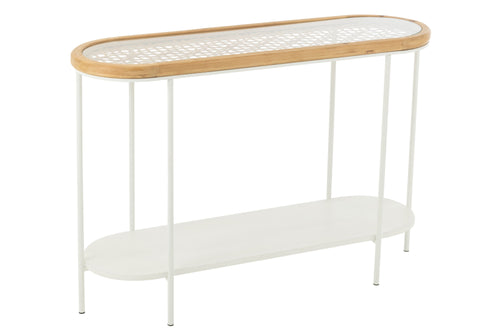 J-Line console Mati - sparhout/metaal - naturel/wit