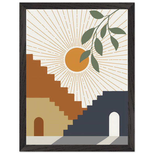 Artfulprints Poster met Lijst Boho – Stairway sun   - 30x40 cm - Meerkleurig