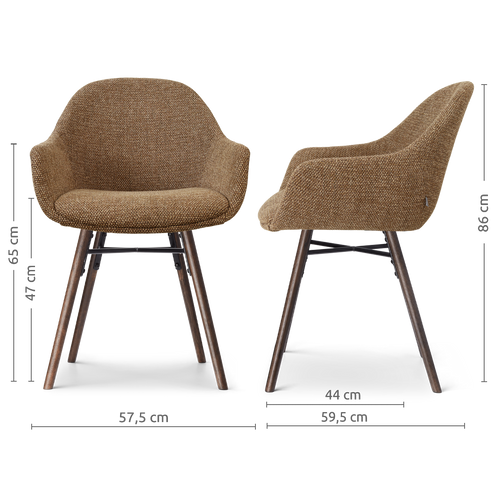 Nolon Nena-Mae eetkamerstoel bruin blend - walnoot houten onderstel