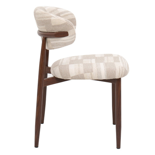 DÉJA Living Eetkamerstoel Skara - Greige/Walnoot - Set van 2 - vtwonen shop