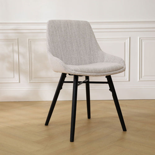 Nolon Nena-Isa Eetkamerstoel Beige Gemêleerd - Zwarte Houten Poten - vtwonen shop