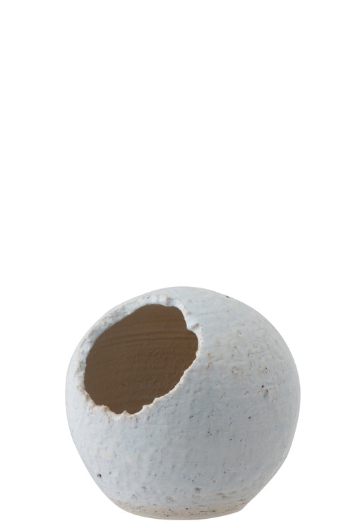 J-Line bloempot Schuin - keramiek - wit/parelmoer - large -  Ø 23.5 cm - vtwonen shop