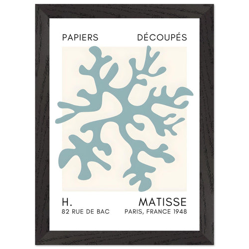 Artfulprints Poster met Lijst Matisse – Dreamy coral flower turquoise   - A4 21x29.7 cm - Turquoise