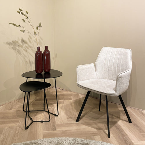 Livingfurn eetkamerstoel Louise beige - stof - 1 stuk - vtwonen shop