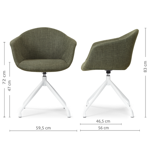 Nolon Nola-Otis draaibare eetkamerstoel forestgroen - wit onderstel
