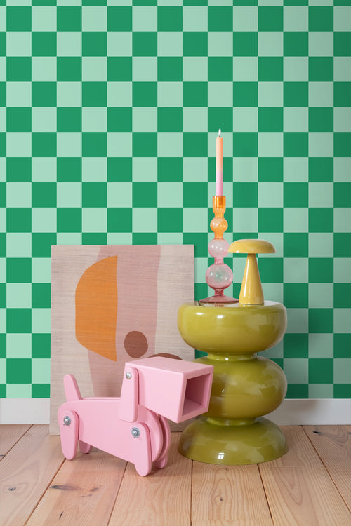 ESTAhome behang geblokt motief mintgroen en groen - 53 cm x 10.05 m - 130916 - vtwonen shop