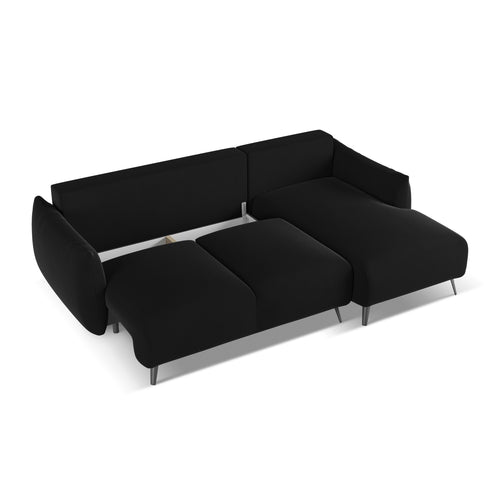 LaMiaSofa hoekbank rechts Genova - velours - zwart - 242x162x86