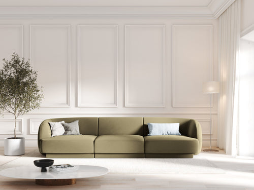 Micadoni Bank Miley 3-zits, flueel, groente - 90x255x70cm