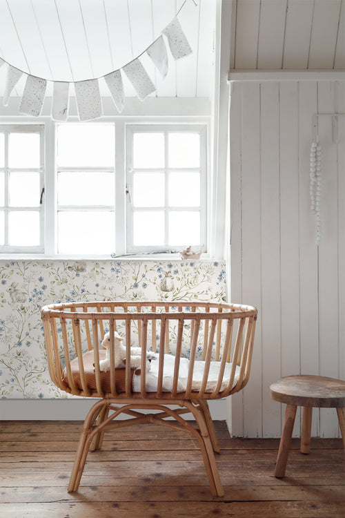 ESTAhome behang konijnen beige, groen, blauw en wit - 50 x 900 cm - 131138 - vtwonen shop