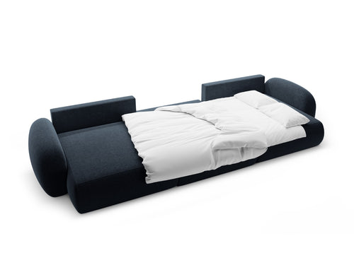 Cosmopolitan Design Converteerbare panoramische bank met opbergdoos Tonale 5-zits, chenille marineblauw - 149x362x88cm