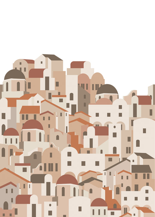 ESTAhome fotobehang mediterrane huisjes terracotta - 200 x 279 cm - 159259 - vtwonen shop