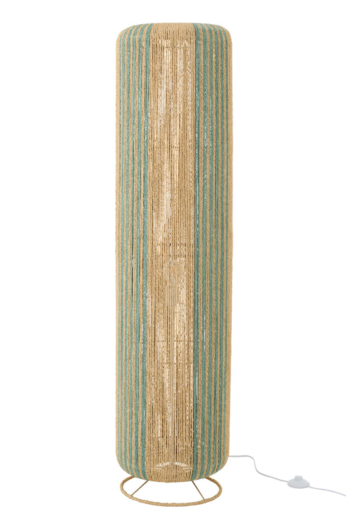J-Line lamp Touw Cilinder - metaal - turkoois/naturel - large