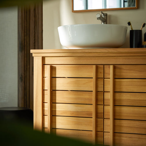 Tikamoon Wastafelmeubel van massief teak 125 cm - Naturel