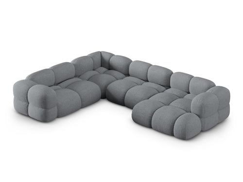Cosmopolitan Design Panoramische hoekbank links Loretto 5-zits, structurele stof grijs - 250x345x68cm