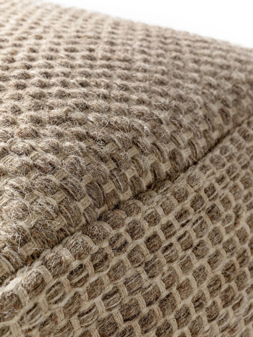 benuta handgemaakte wollen poef Rocco - taupe - 45x45x45 cm
