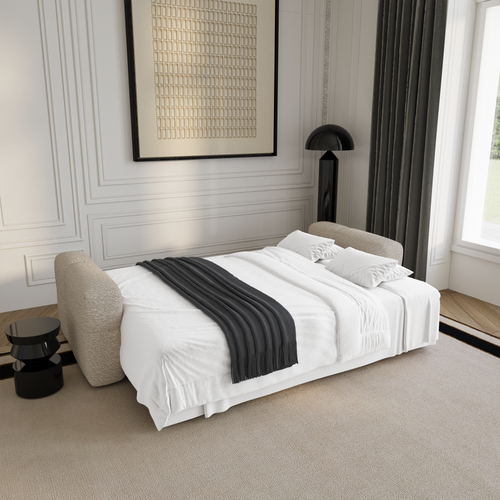 Premium Interiors - Slaapbank met opbergruimte VIBE - bouclé-stof crème 247cm