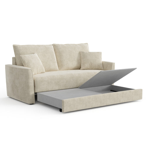 Sia Home - Slaapbank LUXO - zacht aanvoelende geweven stof crème 180cm
