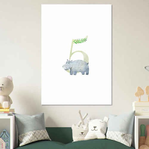 Artfulprints Poster Cijfer 5 kinderkamer   - 30x40 cm - Meerkleurig