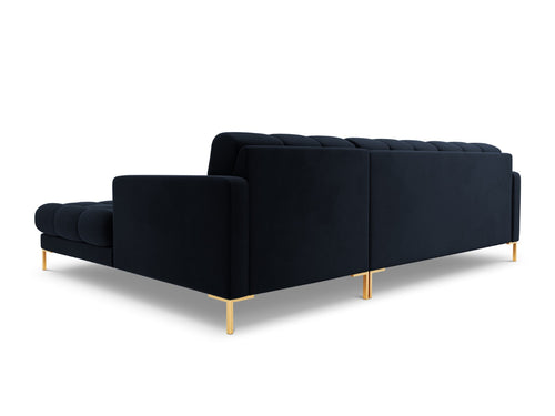 Cosmopolitan Design rechter hoekbank Bali 5-zits, flueel, donkerblauw - 185x293x75cm