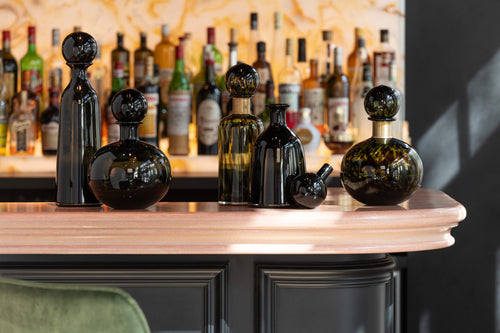 J-Line decoratie Fles + Stop Stip Laag - glas - zwart - small