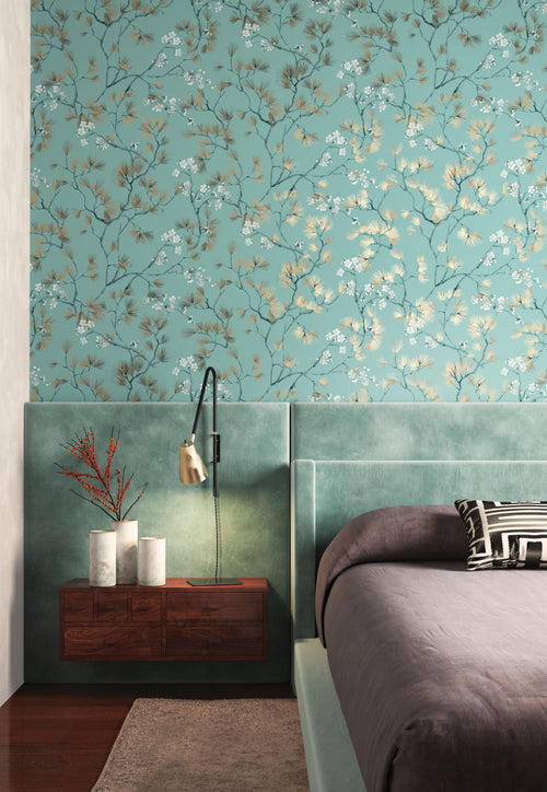 Masureel behang bloemen blauw - 53 cm x 10.05 m - 630643 - vtwonen shop