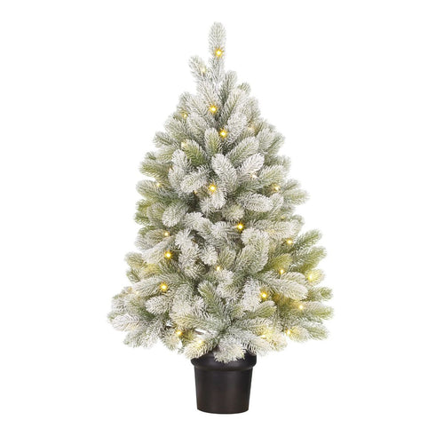 Black Box Trees Nagoya Kunstkerstboom met Verlichting - Kunstboom H90 x D42 cm - Kunst Kerstboom Besneeuwde Takken - in Kunststof Pot - Kerstdecoratie