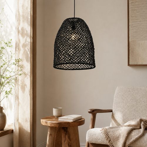 Originalhome Organische lampenkap Abaca zwart - M