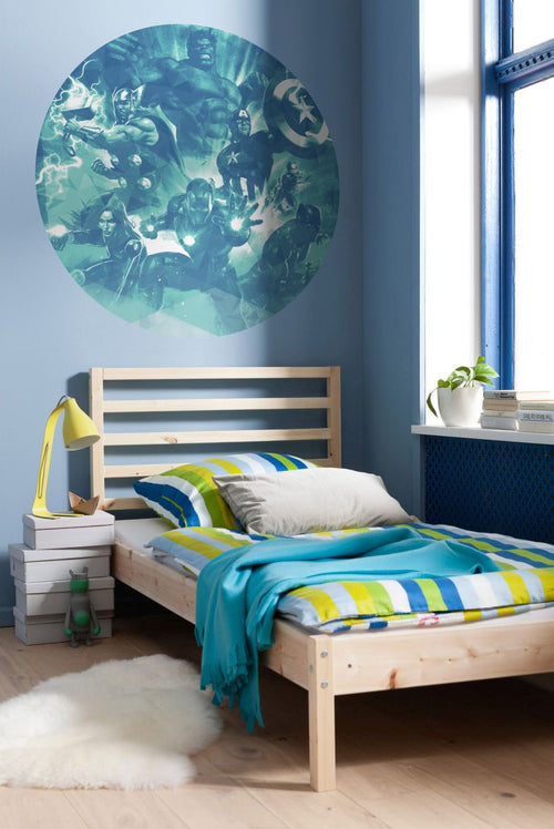 Sanders & Sanders zelfklevende behangcirkel The Avengers blauw - Ø 128 cm - 612030