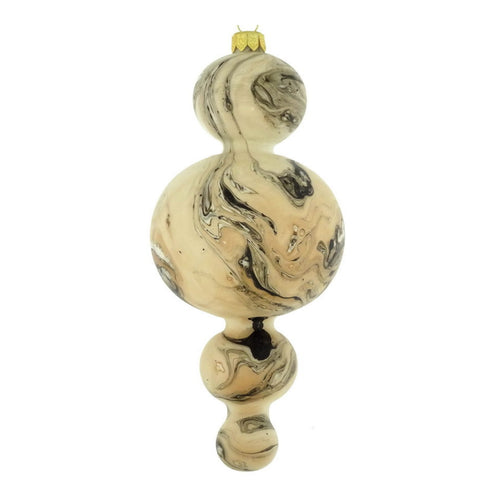 Dagmara kerstdecoratie – kroonluchtervorm – glas – met een matte marmeren effect in zwart- en goudtinten - vtwonen shop