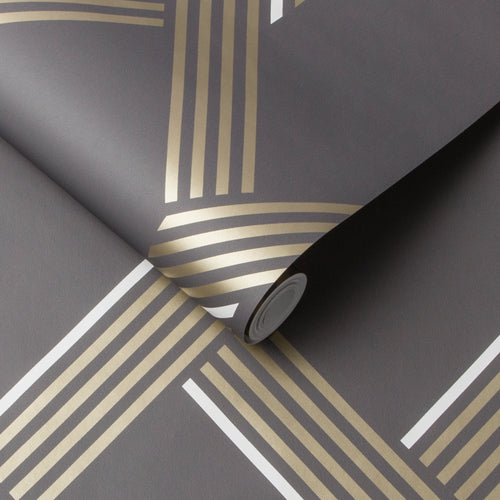 Graham & Brown Vliesbehang - Vector Graphite Gold - 10mx52cm - vtwonen shop