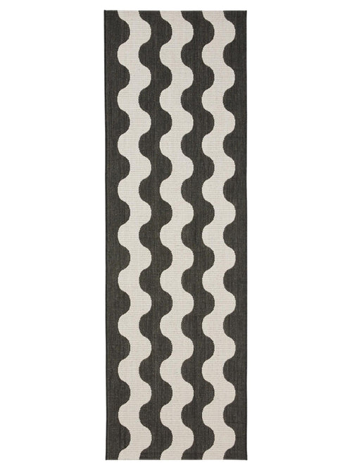 benuta binnen- en buitenloper Metro - zwart/wit - 80x240 cm