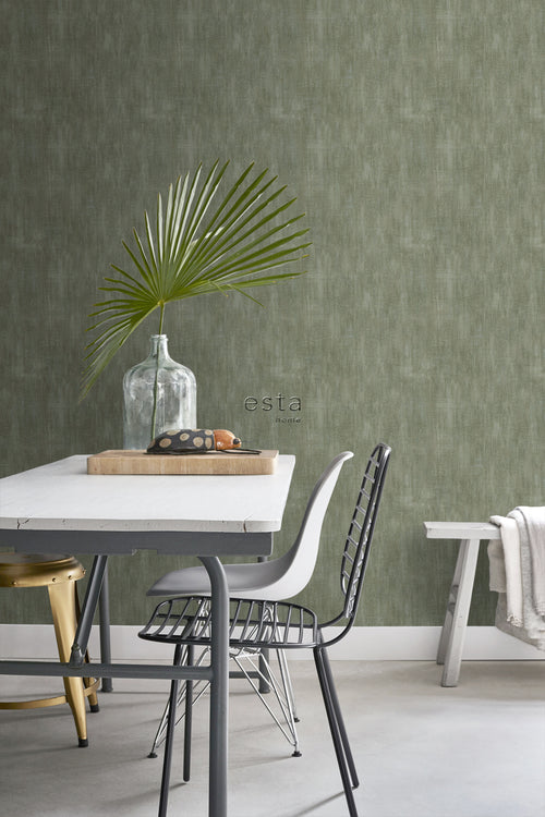 ESTAhome behang betonlook olijfgroen - 53 cm x 10.05 m - 148754