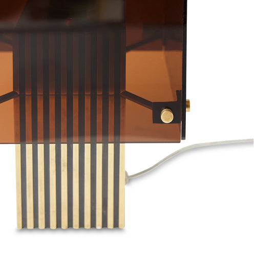 HKLIVING tafellamp Corner – glas – bruin