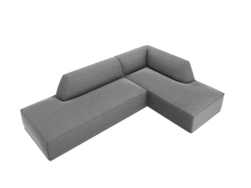Micadoni rechter hoekbank Ruby 4-zits, flueel, grijs - 180x273x69cm