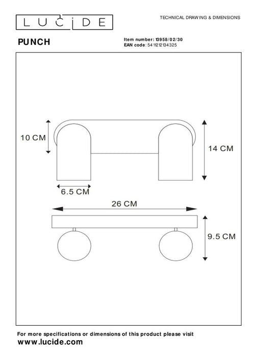 Lucide plafondspot PUNCH - 2xGU10 - Zwart - vtwonen shop