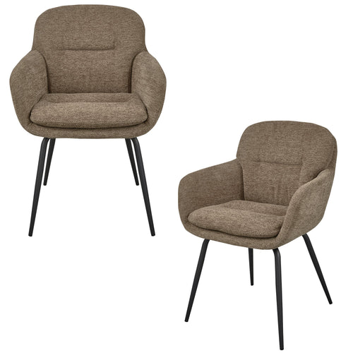 WOOOD eetkamerstoelen Runa - Polyester - Donker Zand - Set van 2 - vtwonen shop